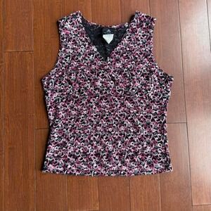 Vintage Y2K Pink and Black Floral‎ Tank